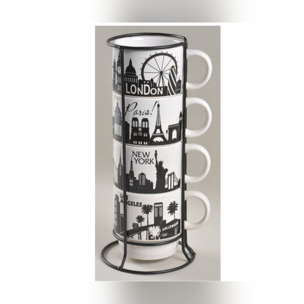 Big Cities by Signature Set of 4 Stackable Mugs